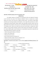 Đề thi giữa học kì 2 môn Tiếng anh lớp 9 trường Thuận Châu, Sơn La năm học 2014  2015