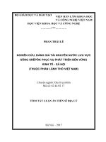 Nghiên cứu, đánh giá tài nguyên nước lưu vực sông srêpôk phục vụ phát triển bền vững kinh tế   xã hội (thuộc phần lãnh thổ việt nam (tt)