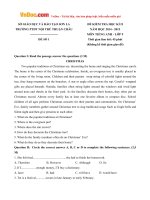 Đề thi học kỳ 2 môn Tiếng Anh lớp 9 trường PTDT Nội trú Thuận Châu, Sơn La năm học 2014  2015 