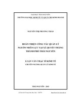 Hoàn thiện công tác quản lý nguồn nhân lực tại xã Quyết Thắng thành phố Thái Nguyên (LV thạc sĩ)
