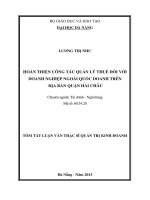 Hoàn thiện công tác quản lý thuế đối với doanh nghiệp ngoài quốc doanh trên địa bàn quận Hải Châu