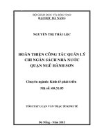 Hoàn thiện công tác quản lý chi ngân sách nhà nước quận Ngũ Hành Sơn