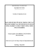 Hạn chế rủi ro tín dụng trong cho vay doanh nghiệp tại chi nhánh Ngân hàng Nông nghiệp và Phát triển Nông thôn Ông Ích Khiê