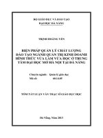 Biện pháp quản lý chất lượng đào tạo ngành quản trị kinh doanh hình thức vừa làm vừa học ở Trung tâm Đại học Mở Hà Nội tại Đà Nẵn