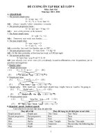 Đề cương ôn tập Tiếng Anh học kì 1