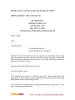 Đề kiểm tra học kì 2 môn Ngữ văn lớp 9 phòng GDĐT Quận 10, TP Hồ Chí Minh năm 2014  2015