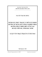 Đánh giá thực trạng và đề xuất định hướng sử dụng đất nông nghiệp theo hướng phát triển bền vững tại huyện Tiên Du, tỉnh Bắc Ninh (LV thạc sĩ)