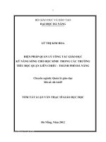Biện pháp quản lý công tác giáo dục kỹ năng sống cho học sinh trong các trường tiểu học quận Liên Chiểu - Thành phố Đà Nẵng