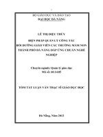 Biện pháp quản lý công tác bồi dưỡng giáo viên các trường mầm non thành phố Đà Nẵng đáp ứng chuẩn nghề nghiệp