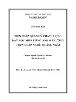 Biện pháp quản lý chất lượng dạy học môn tiếng Anh ở Trường Trung cấp Nghề Quảng Ngãi