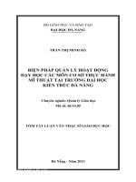 Biện pháp quản lý hoạt động dạy học các môn cơ sở thực hành mĩ thuật tại Trường Đại học Kiến trúc Đà Nẵng