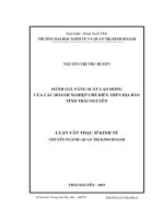 Đánh giá năng suất lao động của các doanh nghiệp chế biến trên địa bàn Tỉnh Thái Nguyên (LV thạc sĩ)