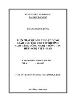 Biện pháp quản lý hoạt động giáo dục thể chất ở Trường Cao đẳng Công nghệ Thông tin Hữu nghị Việt - Hàn