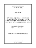 Đánh giá hiện trạng nguồn lợi tôm hùm giống vùng biển ven bờ bán đảo Sơn Trà, thành phố Đà Nẵng và đề xuất giải pháp khai thác hợp l