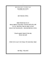 Biện pháp quản lý hoạt động ngoài giờ lên lớp ở các trường trung học cơ sở quận Ngũ Hành Sơn, thành phố Đà Nẵng