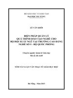Biện pháp quản lý quá trình đào tạo nghề cho bộ đội xuất ngũ tại Trường Cao đẳng Nghề số 5 - Bộ quốc phòng