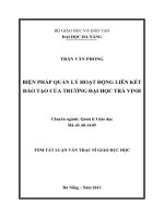 Biện pháp quản lý hoạt động liên kết đào tạo của Trường Đại học Trà Vin