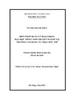 Biện pháp quản lý hoạt động dạy học tiếng anh chuyên ngành tại trường cao đẳng tư thục Đức Trí