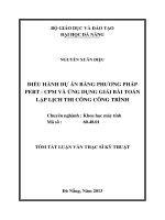 Điều hành dự án bằng phương pháp PERT-CPM và ứng dụng giải bài toán lập lịch thi công công trình