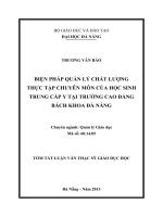 Biện pháp quản lý chất lượng thực tập chuyên môn của học sinh trung cấp Y tại Trường Cao đẳng Bách Khoa Đà Nẵn