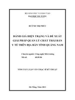 Đánh giá hiện trạng và đề xuất giải pháp quản lý chất thải rắn y tế trên địa bàn tỉnh Quảng Nam