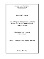 Biện pháp quản lý hoạt động dạy nghề tại trung tâm giới thiệu việc làm tỉnh Quảng Ngãi