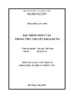 Đặc điểm nhân vật trong tiểu thuyết khái hưng