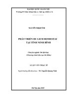 Phát triển du lịch homestay tại tỉnh ninh bình 