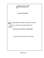 Quản lý hoạt động dạy học ứng dụng ICT phát triển năng lực sáng tạo cho học sinh ở các trường trung học phổ thông tỉnh điện biên 