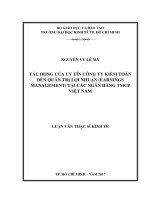 Tác động của uy tín công ty kiểm toán đến quản trị lợi nhuận (earnings management) tại các ngân hàng TMCP việt nam 