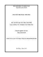 Kế toán quản trị chi phí tại công ty TNHH Tân Phước