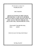 Khảo sát đánh giá hiện trạng môi trường và đề xuất mô hình quản lý chất lượng nguồn nước tại khu vực âu thuyền Thọ Quang, quận Sơn Trà, thành phố Đà Nẵng