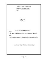 Quản lý hoạt động dạy học các môn không chuyên tại trường trung học phổ thông chuyên lê quý đôn tỉnh điện biên 