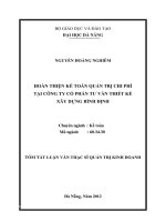 Hoàn thiện kế toán quản trị chi phí tại công ty cổ phần tư vấn thiết kế xây dựng Bình Định