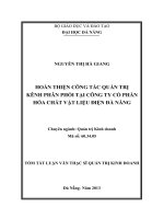 Hoàn thiện công tác quản trị kênh phân phối tại Công ty Cổ phần Hóa chất vật liệu Điện Đà Nẵng