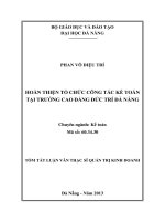 Hoàn thiện tổ chức công tác kế toán tại trường Cao đẳng Đức Trí Đà Nẵng