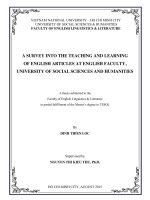 A survey into the teaching and learning of english articles at english faculty, university of social sciences and humanities 