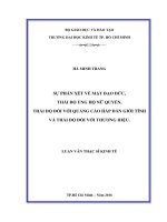 Sự phán xét về mặt đạo đức, thái độ ủng hộ nữ quyền, thái độ đối với quảng cáo hấp dẫn giới tính và thái độ đối với thương hiệu 