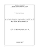 Phân tích và phát hiện tiếng nói dựa trên đặc tính động phi tuyến (LA tiến sĩ)