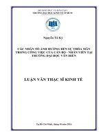 Các nhân tố ảnh hưởng đến sự thỏa mãn trong công việc của cán bộ nhân viên tại trường đại học văn hiến 