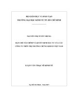 Hạn chế tài chính và quyết định đầu tư của các công ty trên thị trường chứng khoán việt nam 
