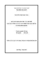 Kế toán doanh thu và chi phí tại các Công ty Tư vấn Thiết kế xây dựng ở tỉnh Bình Định