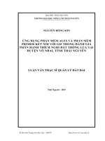Ứng dụng phần mềm ALES và phần mềm PRIMER 5.0 kết nối với GIS trong đánh giá phân hạng thích nghi đất trồng lúa tại huyện Võ Nhai, tỉnh Thái Nguyên (LV thạc sĩ)