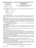 Đề thi học sinh giỏi môn Hóa học lớp 9 năm học 2014  2015 huyện Thiệu Hóa, Thanh Hóa 