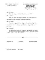 Đề thi học sinh giỏi môn Lịch sử lớp 9 trường THCS Kim An, Thanh Oai năm 2015  2016 