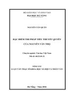 Đặc điểm thi pháp tiểu thuyết quyên của nguyễn văn thọ