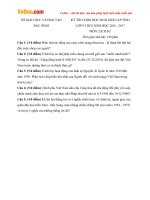 Đề thi học sinh giỏi môn Lịch sử lớp 9 tỉnh Bắc Ninh năm học 2016  2017 