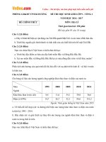 Đề thi học sinh giỏi môn Địa lý lớp 9 thành phố Hải Dương năm học 2016  2017 vòng 1