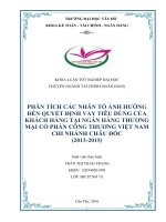 Phân tích các nhân tố ảnh hưởng đến quyết định vay tiêu dùng tại ngân hàng TMCP công thương việt nam – chi nhánh châu đốc 