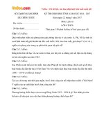 Đề thi học sinh giỏi môn Lịch sử lớp 9 Sở GDĐT Quảng Bình năm học 2016  2017 